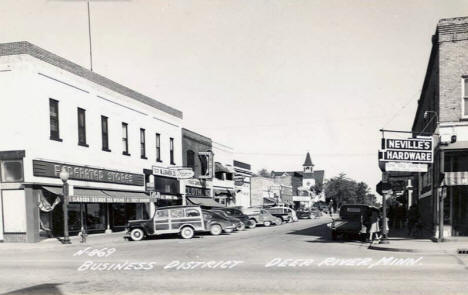 Street scene, business district, Deer River Minnesota, 1940's