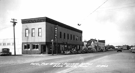 Street scene, business district, Deer River Minnesota, 1940's