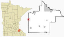 Location of Dennison, Minnesota