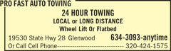 Pro Fast Auto Towing, Glenwood Minnesota