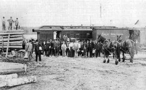 First train to reach Hill City Minnesota, 1909