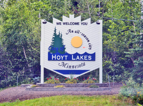 Welcome sign, Hoyt Lakes Minnesota, 2009