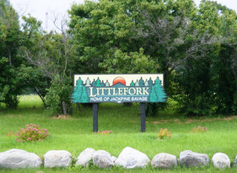 Littlefork, Home of Jackpine Savage sign, 2007