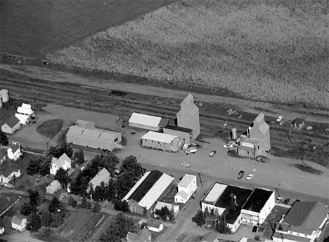 Aerial view, Elevator and surrounding area, Pierz Minnesota, 1970