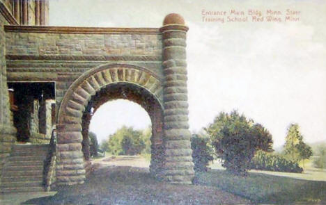 Entrance, Main Building, Minnesota State Training School, Red Wing Minnesota, 1909