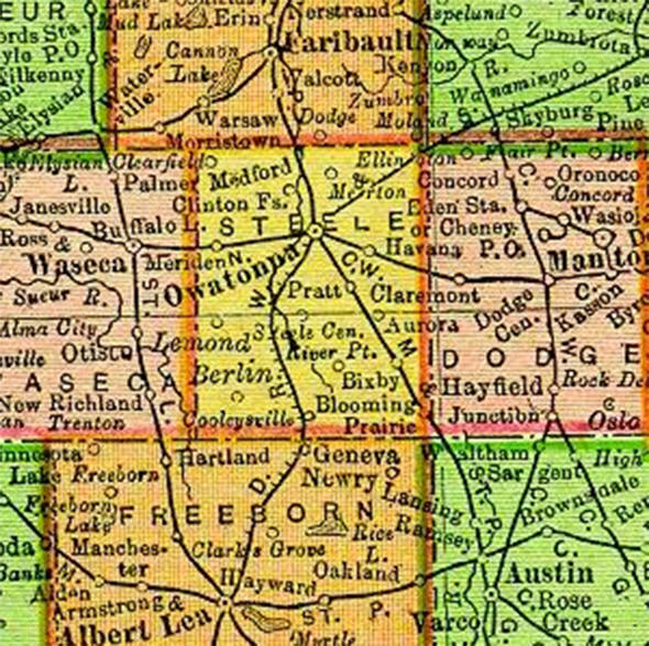 1895 Map of Steele County Minnesota