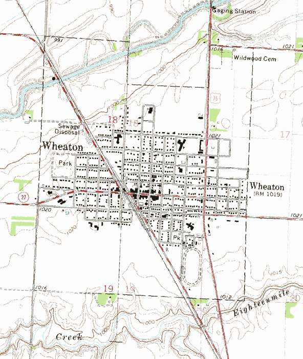 Topographic map of the Wheaton Minnesota area