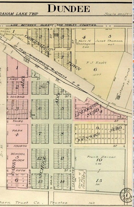 Map of Dundee Minnesota, 1914