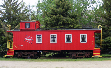 Old Milwaukee Road caboose at old depot, Fulda Minnesota, 2014