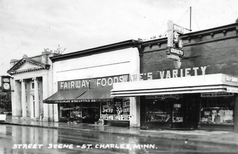 Street scene, St. Charles Minnesota, 1961