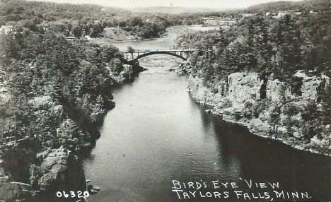 Birds eye view, Taylors Falls Minnesota, 1940's