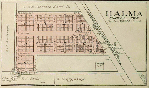 Map of Halma Minnesota, 1912