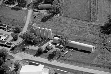 Aerial view, elevator area, Porter Minnesota, 1969