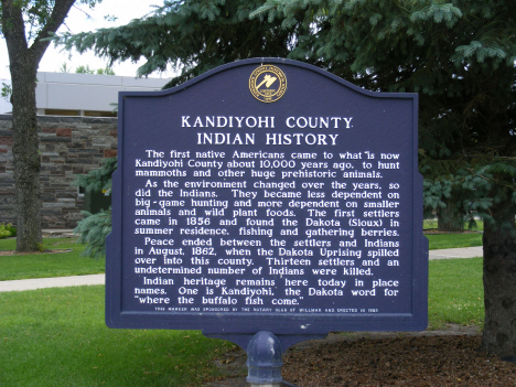 Indian history historical marker, Willmar Minnesota, 2014