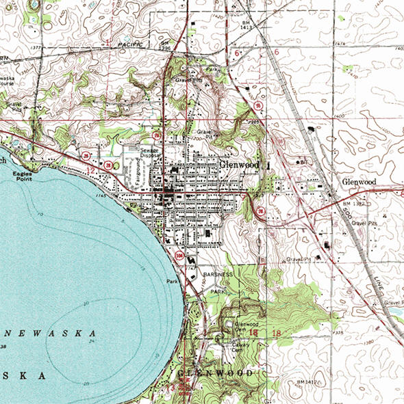 Topographic map of the Glenwood Minnesota area