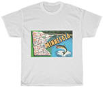 Minnesota Map with Walleye Unisex Heavy Cotton Tee