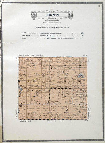 Plat map of Lebanon Township, Dakota County,Minnesota, 1916