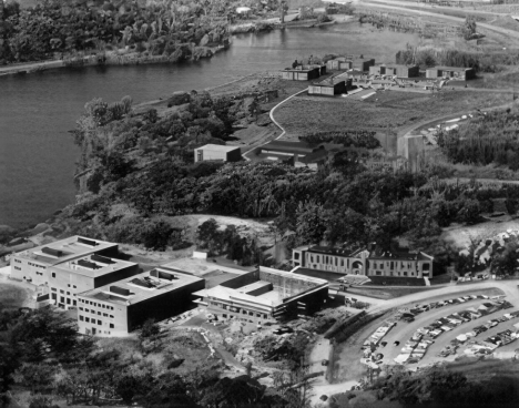 Aerial View of new Bethel complex under construction, Arden Hills, Minnesota, 1972