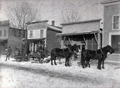 Steam powered saw, South Grant Street, Houston, Minnesota, 1890s