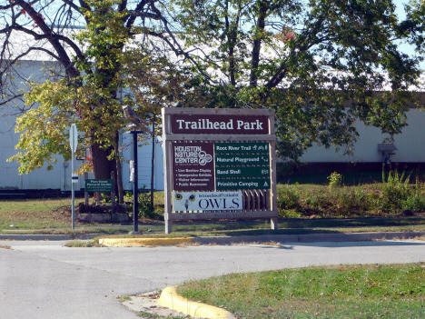 Trailhead Park sign, Houston, Minnesota, 2024