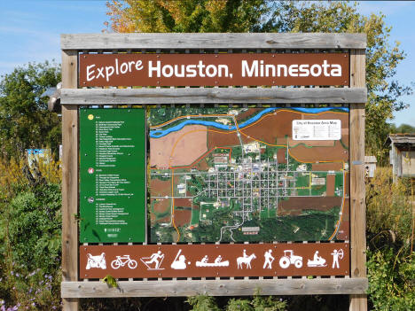 Explore Houston, Minnesota sign. 2024