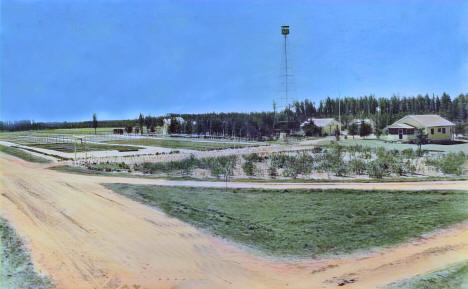 Badoura Nursery and fire tower at junction of Hwy 34 South and 87 East, Akeley Minnesota, 1950s