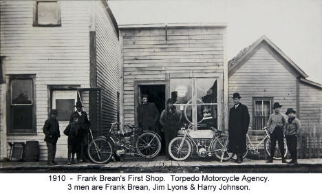 Frank Brean's Torpedo Motorcycle Agency, Akeley Minnesota, 1910
