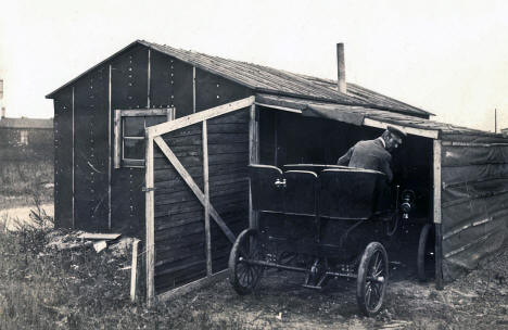 A. A. Richardson and his car "Glide" automobile, Akeley Minnesota, 1907