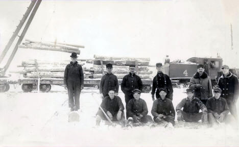 Mill yard crew, Akeley Minnesota, 1900