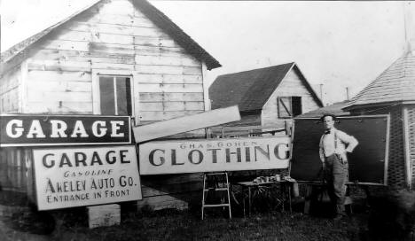 Sign shop, Akeley Minnesota, 1910