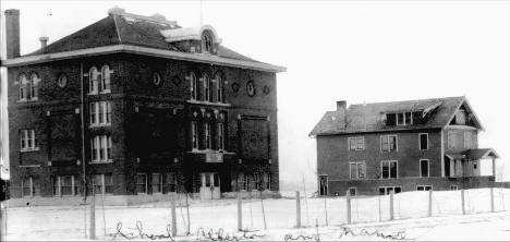 Alberta School and teachers manse, Alberta Minnesota, 1917
