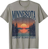 Minnesota Land of 10000 Lakes Sunset Nature Vintage Style T-Shirt