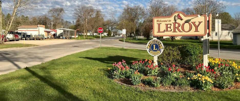 Welcome sign, Le Roy, Minnesota, 2023