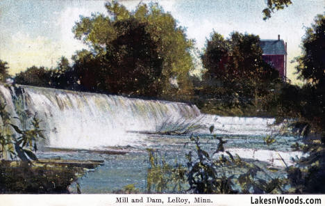 Mill and Dam, Leroy Minnesota, 1909