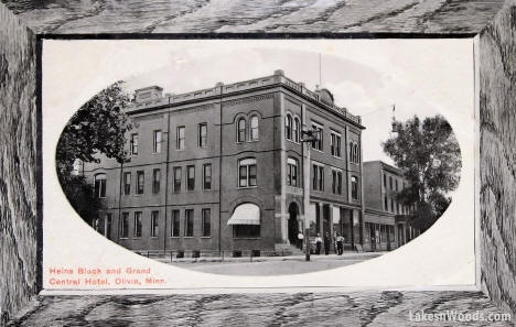 Heins Block and Central Hotel, Olivia Minnesota, 1910s