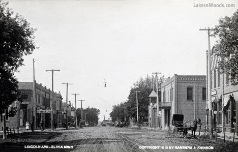 Lincoln Avenue, Olivia Minnesota, 1910