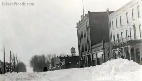 Street scene after blizzard, Olivia Minnesota, March 17th, 1917