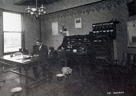 Interior view of the office of the County Sheriff in the Renville County Courthouse, Olivia Minnesota, 1904