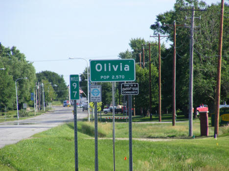 Population sign, Olivia, Minnesota, 2011