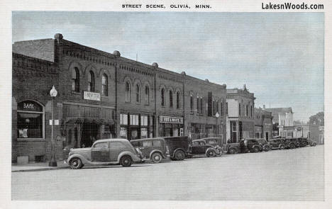 Street scene, Olivia Minnesota, 1930s