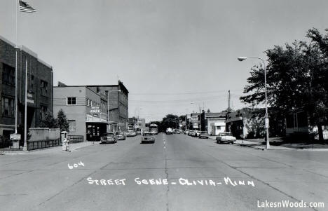 Street scene, Olivia Minnesota, 1960s
