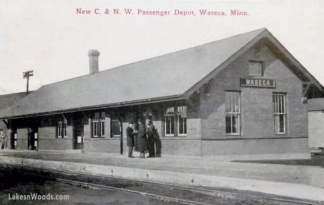Chicago and Northwestern Railroad Depot, Waseca Minnesota, 1913